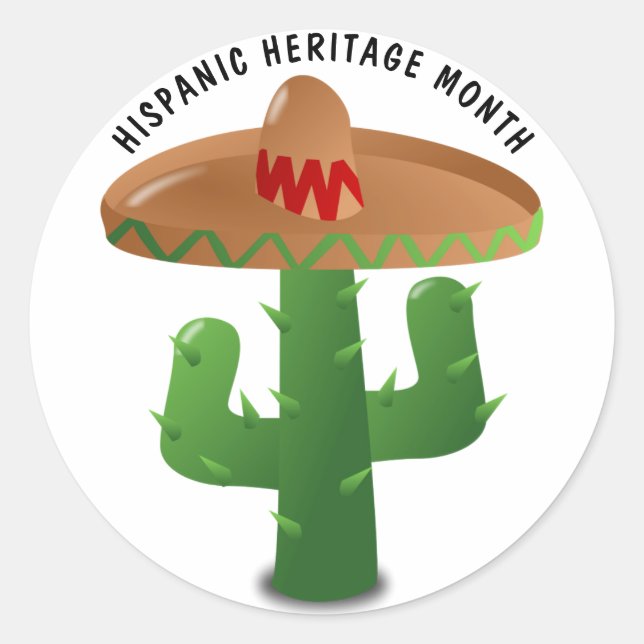 Nationales hispanisches Erbe Monat - Kaktus Runder Aufkleber (Vorderseite)