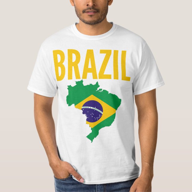 Nationales Karten-T-Shirt Brasiliens T-Shirt (Vorderseite)
