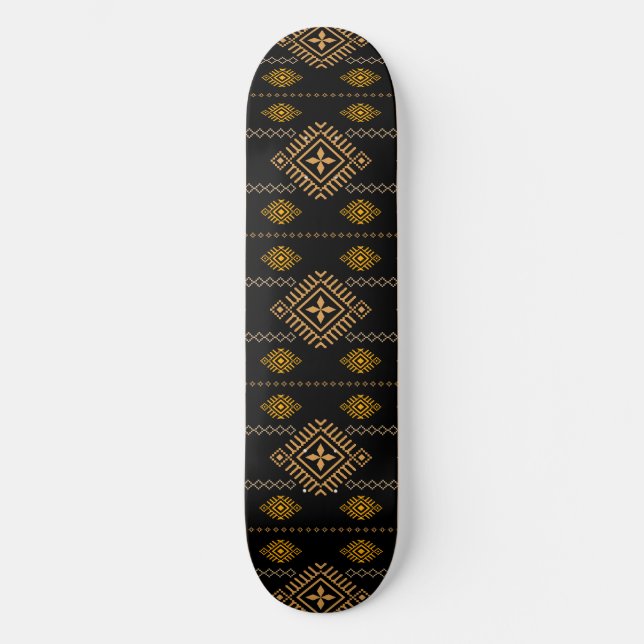 Nationales Muster Boho Kultur Ethnic Design Skateboard (Vorderseite)