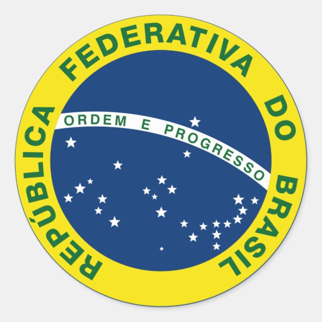 Nationales Siegel Brasiliens Runder Aufkleber (Vorderseite)