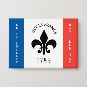Nationalfeiertag Fleur-de-Lis Tricolore Frankreich Button