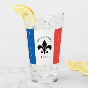 Nationalfeiertag Fleur-de-Lis Tricolore Frankreich Glas
