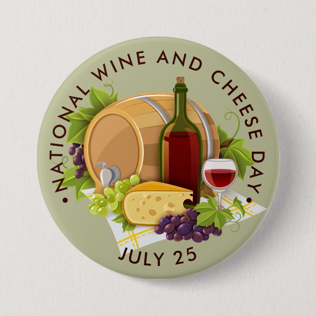 Nationalfeiertag für Wein und Käse Button (Vorderseite)