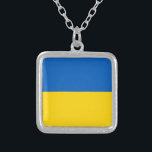 Nationalflagge der Ukraine Versilberte Kette<br><div class="desc">Nekklammer des ukrainischen Nationalflaggenplatzes</div>