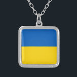 Nationalflagge der Ukraine Versilberte Kette<br><div class="desc">Nekklammer des ukrainischen Nationalflaggenplatzes</div>