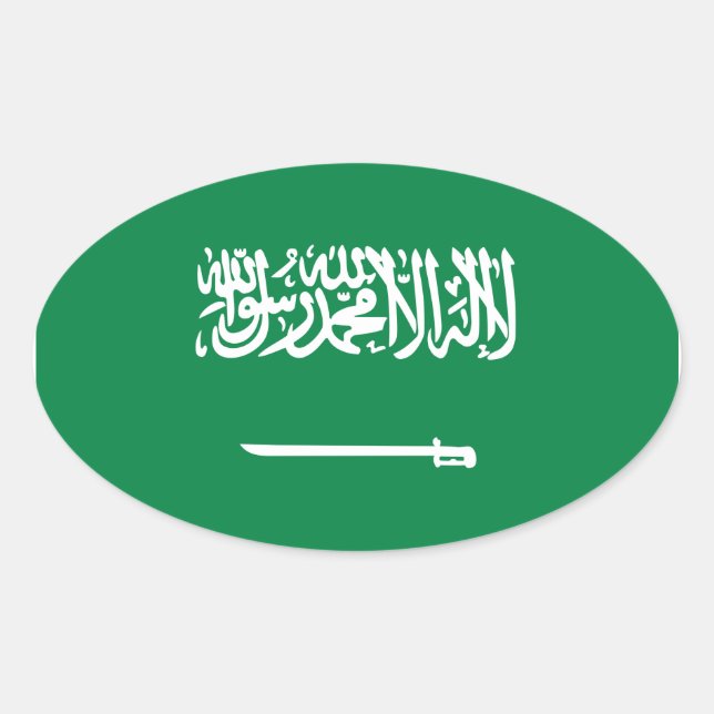Nationalflagge Saudi-Arabien Ovaler Aufkleber (Vorderseite)