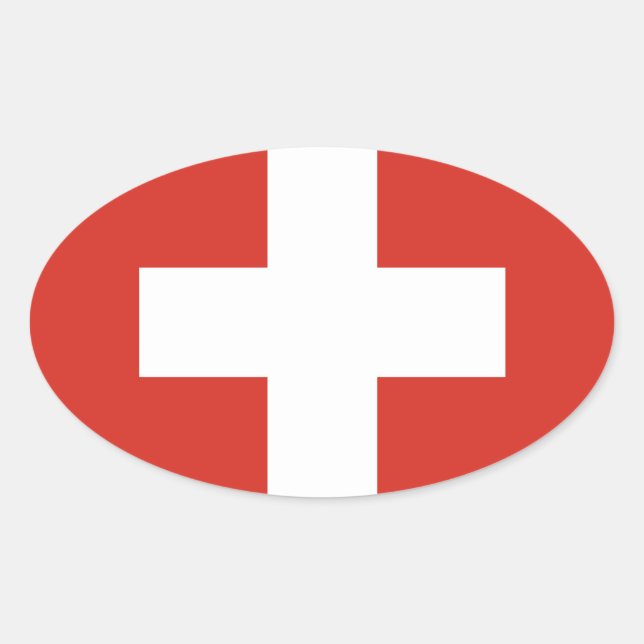 Nationalflagge Schweiz Ovaler Aufkleber (Vorderseite)