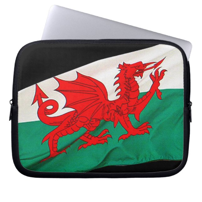 Nationalflagge Wales, Patriotischer Roter Drache Laptopschutzhülle (Vorderseite)