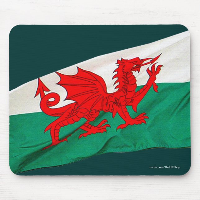 Nationalflagge Wales, Patriotischer Roter Drache Mousepad (Vorne)