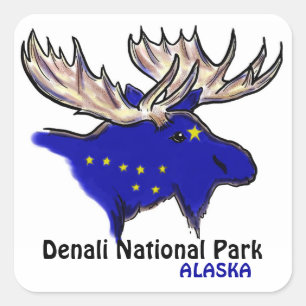 Nationalpark Alaska Blaue-Elche-Flagge Aufkleber