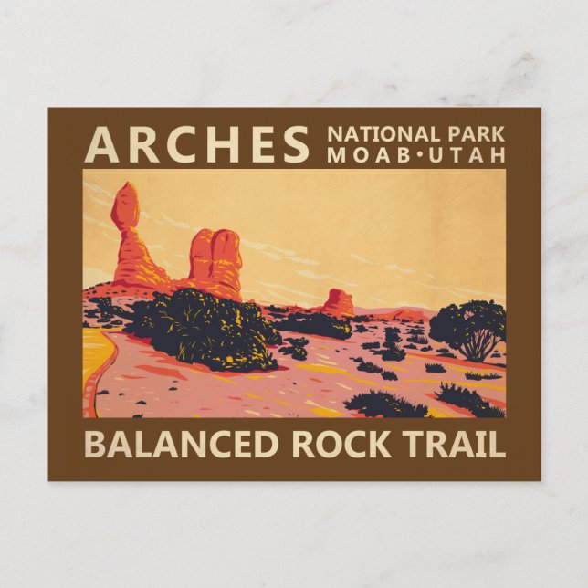 Nationalpark Arches Utah Balanced Rock Trail Postkarte (Vorderseite)