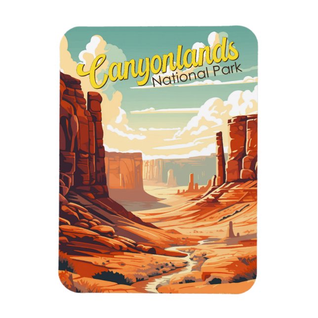 Nationalpark Canyonlands Illustration Retro Magnet (Vertikal)