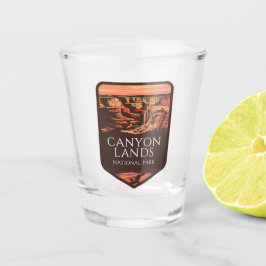 Nationalpark Canyonlands Sonnenuntergang Emblem Schnapsglas