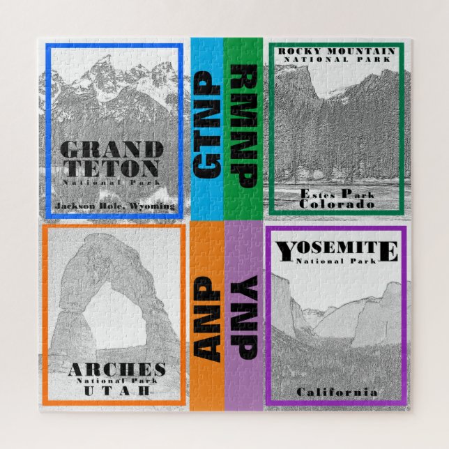 Nationalpark Collage - RMNP - YNP - ANP - GTNP (Vertikal)