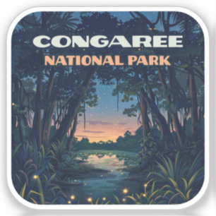 Nationalpark Congaree Süd Carolina Retro Aufkleber