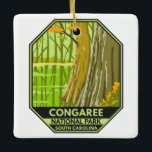 Nationalpark Congaree Süd Carolina Retro Keramikornament<br><div class="desc">Congaree Vektorgrafik Design. Der Park beherbergt den größten,  in den Staaten links Trakt des Bodenwaldes mit altem Wachstum.</div>