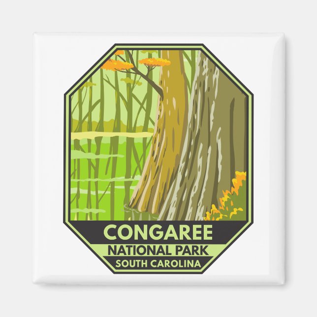 Nationalpark Congaree Süd Carolina Retro Magnet (Vorne)
