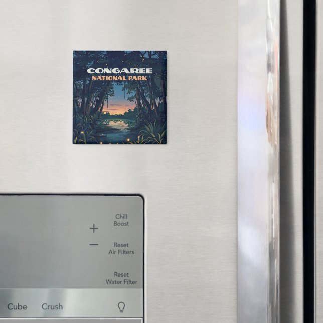 Nationalpark Congaree Süd Carolina Retro Magnet (In Situ (Kühlschrank))
