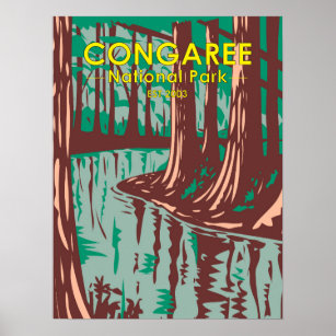 Nationalpark Congaree Süd Carolina Vintage Post Poster