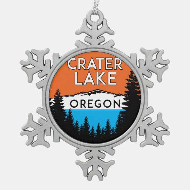 Nationalpark Crater See-Oregons Schneeflocken Zinn-Ornament (Vorderseite)