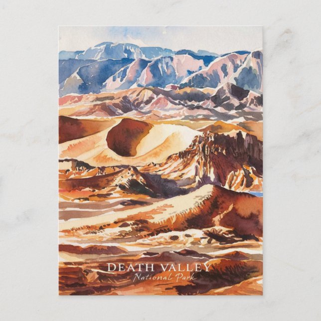 Nationalpark Death Valley Wasserfarbenmalerei Postkarte (Vorderseite)
