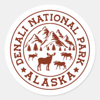 Nationalpark Denali Alaska Familienausflug 2024 Runder Aufkleber
