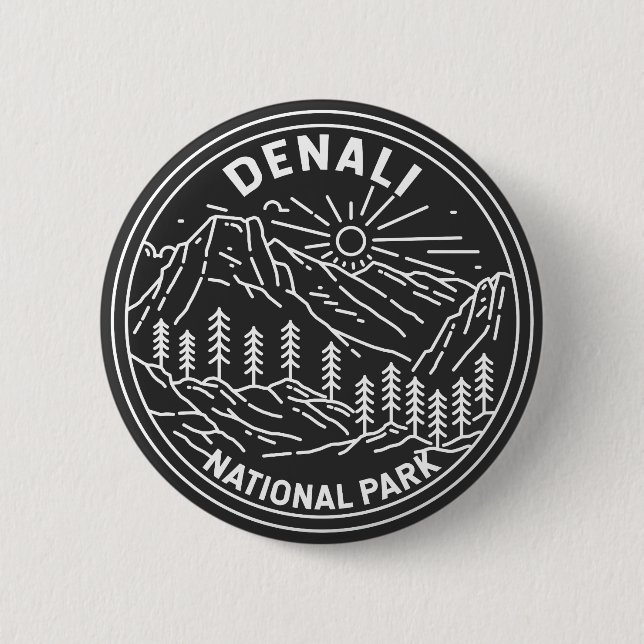Nationalpark Denali Alaska Mount Hunter Monoline Button (Vorderseite)