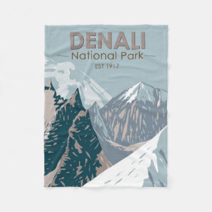 Nationalpark Denali Alaska Mount Hunter Vintag Fleecedecke
