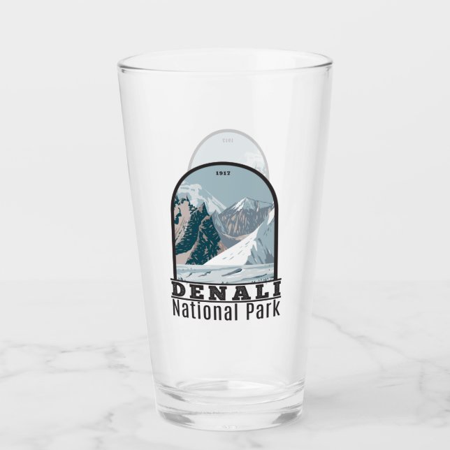 Nationalpark Denali Alaska Mount Hunter Vintag Glas (Vorderseite)