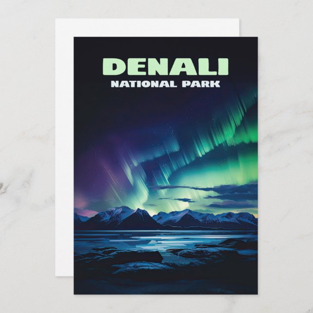Nationalpark Denali Alaska Nord Lights Retro (Vorne/Hinten)