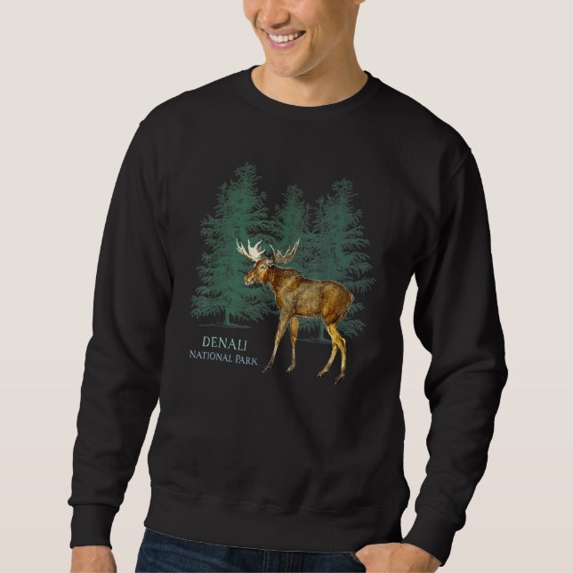 Nationalpark Denali Alaska Usa Elche Bäume Sweatshirt (Vorderseite)