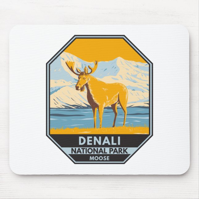 Nationalpark Denali Alaska Vintag Mousepad (Vorne)