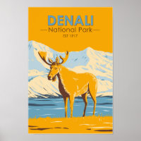 Nationalpark Denali Alaska Vintag