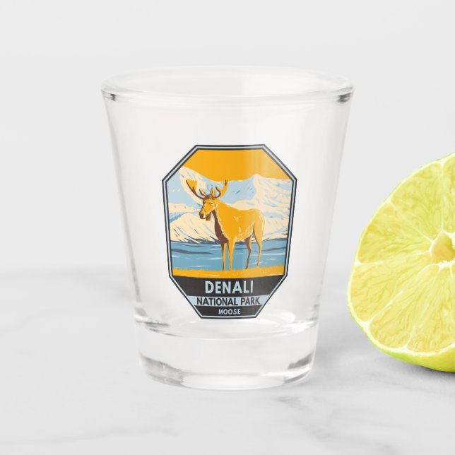 Nationalpark Denali Alaska Vintag Schnapsglas (Vorderseite)