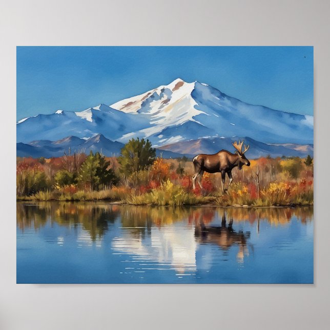 Nationalpark Denali Alaska Wasserfarbe Poster (Vorne)