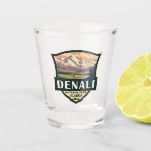 Nationalpark Denali Illustration Travel Vintag Schnapsglas