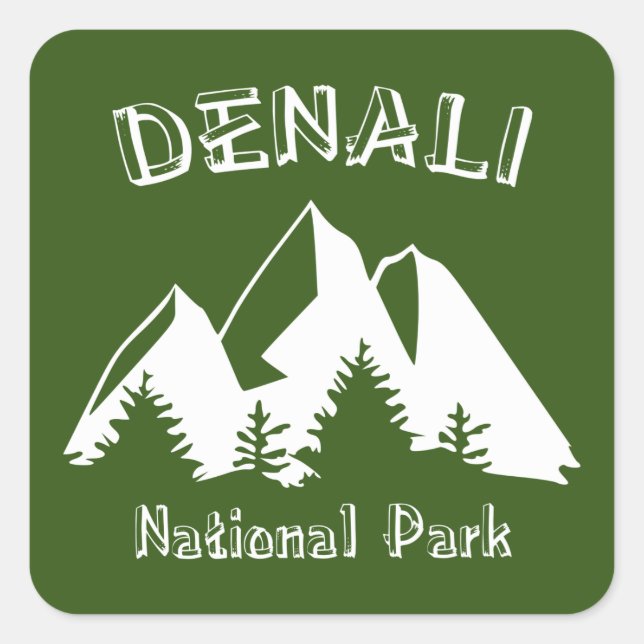 Nationalpark Denali Quadratischer Aufkleber (Vorderseite)
