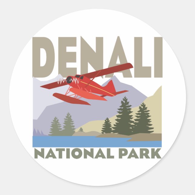 Nationalpark Denali Runder Aufkleber (Vorderseite)