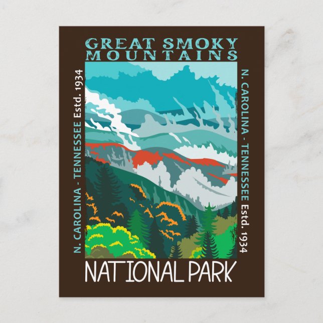Nationalpark der Großen Smokygebirge erschüttert Postkarte (Vorderseite)