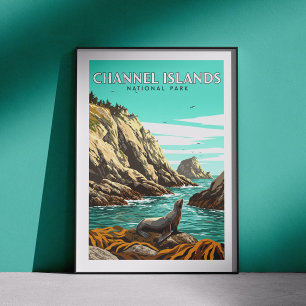 Nationalpark der Vintagen Kanalinseln Poster