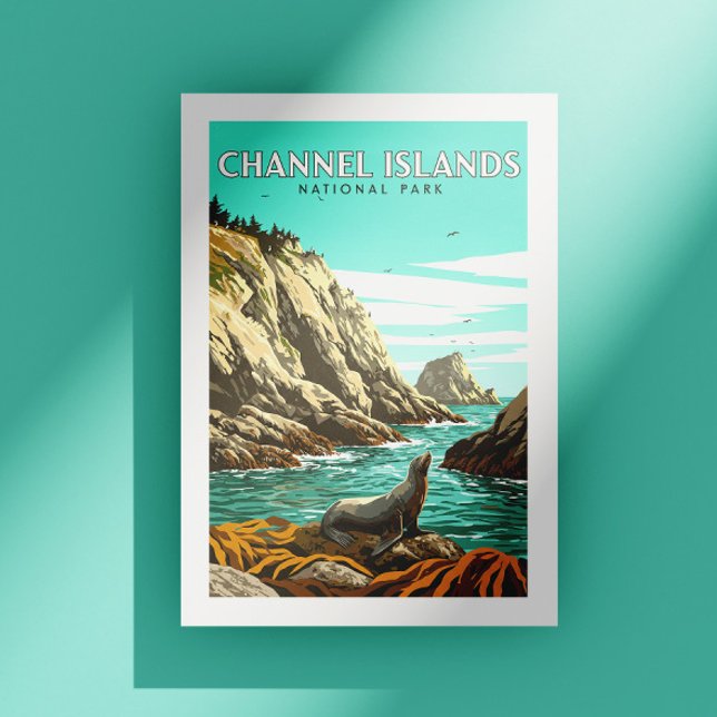 Nationalpark der Vintagen Kanalinseln Postkarte (Von Creator hochgeladen)