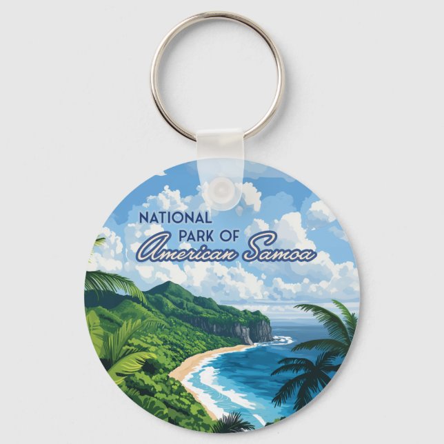 Nationalpark des amerikanischen Samoa Beach Regenw Schlüsselanhänger (Vorderseite)