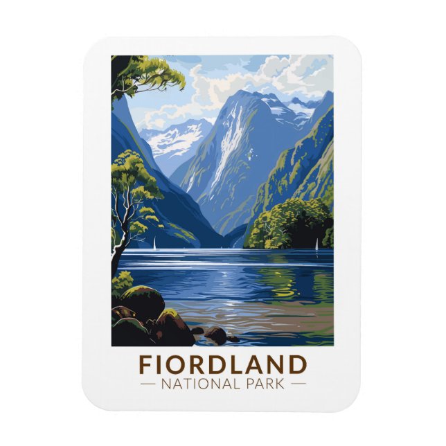 Nationalpark Fiordland Vintag Magnet (Vertikal)