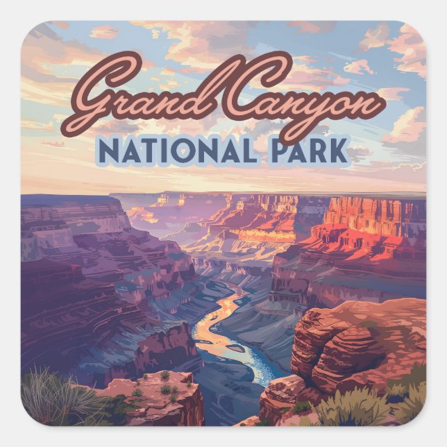 Nationalpark Grand Canyon Quadratischer Aufkleber (Vorderseite)