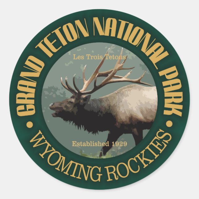 Nationalpark Grand Teton (Elch) Runder Aufkleber (Vorderseite)