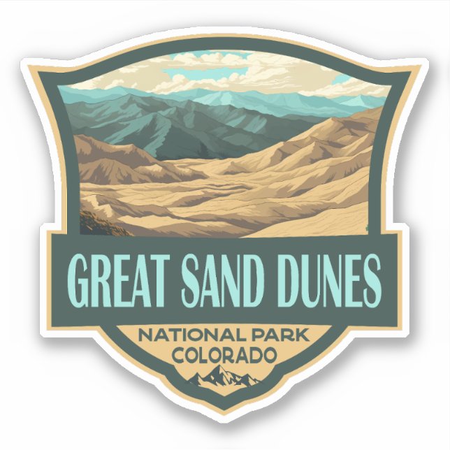 Nationalpark Great Sand Dunes - Illustration Retro Aufkleber (Vorderseite)