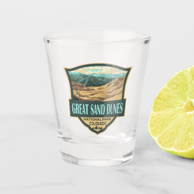 Nationalpark Great Sand Dunes - Illustration Retro Schnapsglas (Vorderseite)