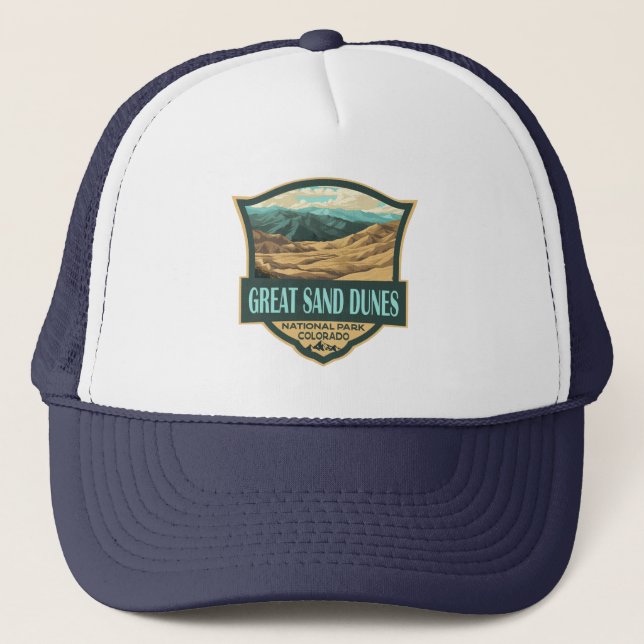 Nationalpark Great Sand Dunes - Illustration Retro Truckerkappe (Vorderseite)