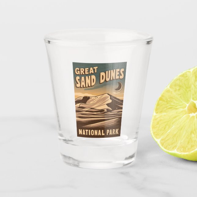 Nationalpark Great Sand Dunes Magie Nacht Schnapsglas (Vorderseite)