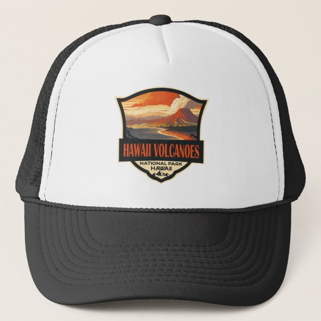 Nationalpark Hawaii Illustration Travel Truckerkappe (Vorderseite)